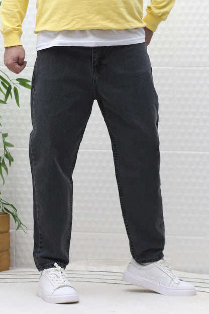 Erkek Yıkamalı Boyfirend Kot Pantolon - Füme