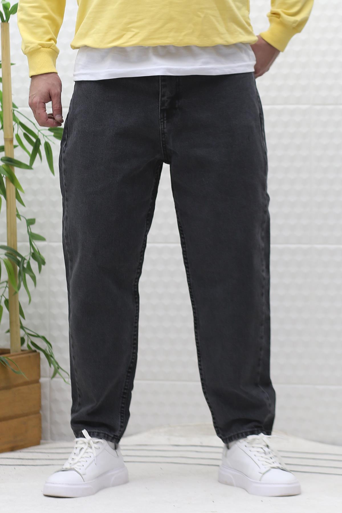 Erkek Yıkamalı Boyfirend Kot Pantolon - Füme