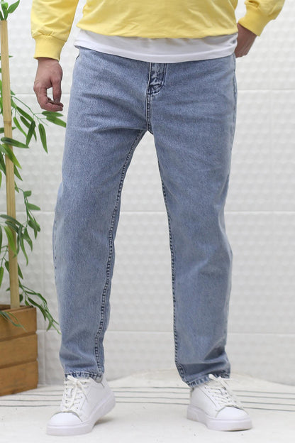Erkek Yıkamalı Boyfirend Kot Pantolon - Mavi