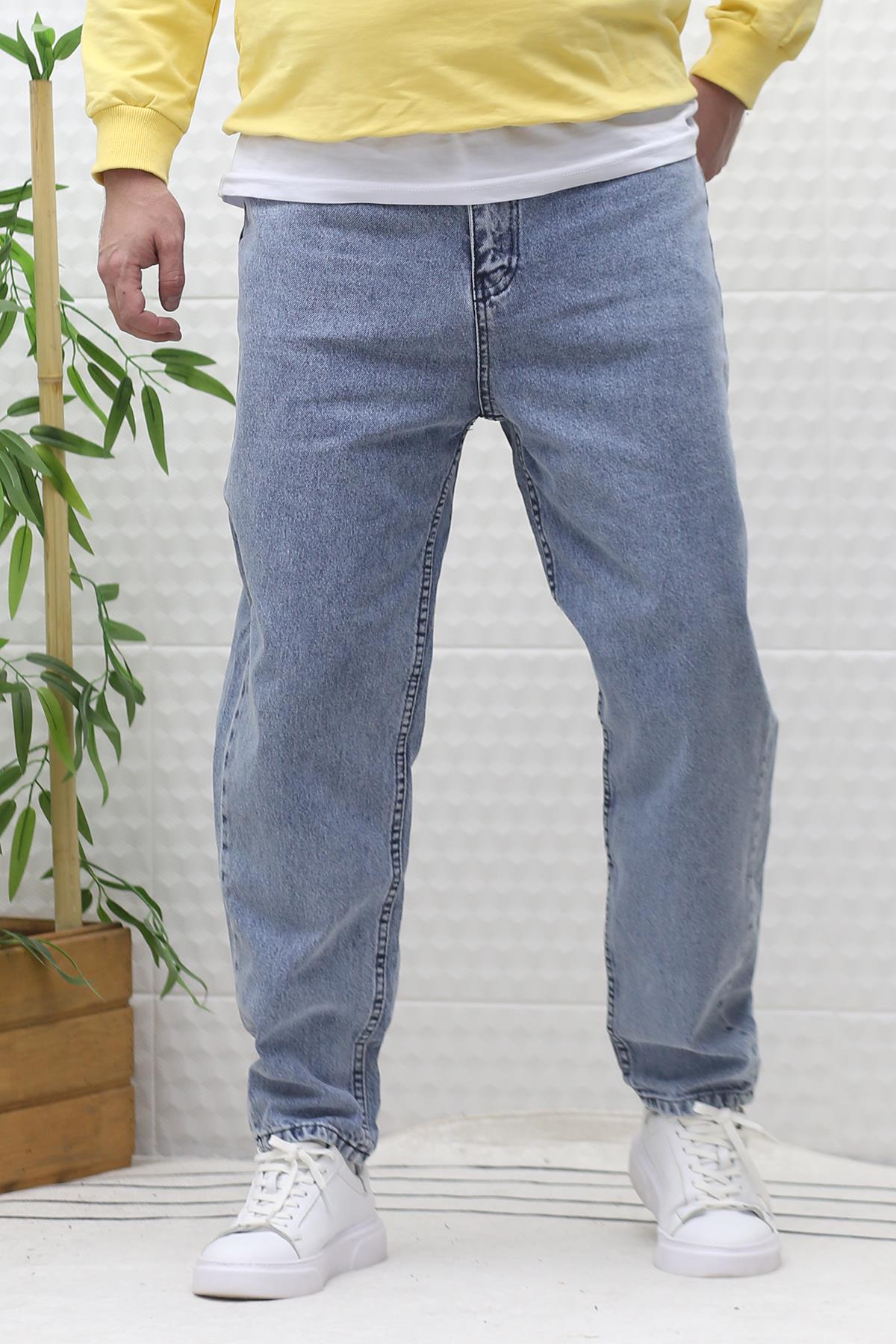 Erkek Yıkamalı Boyfirend Kot Pantolon - Mavi