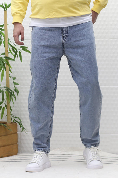 Erkek Yıkamalı Boyfirend Kot Pantolon - Mavi