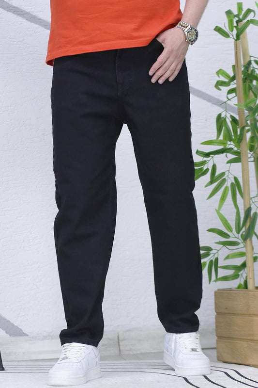 Erkek Yıkamalı Boyfirend Kot Pantolon - Siyah