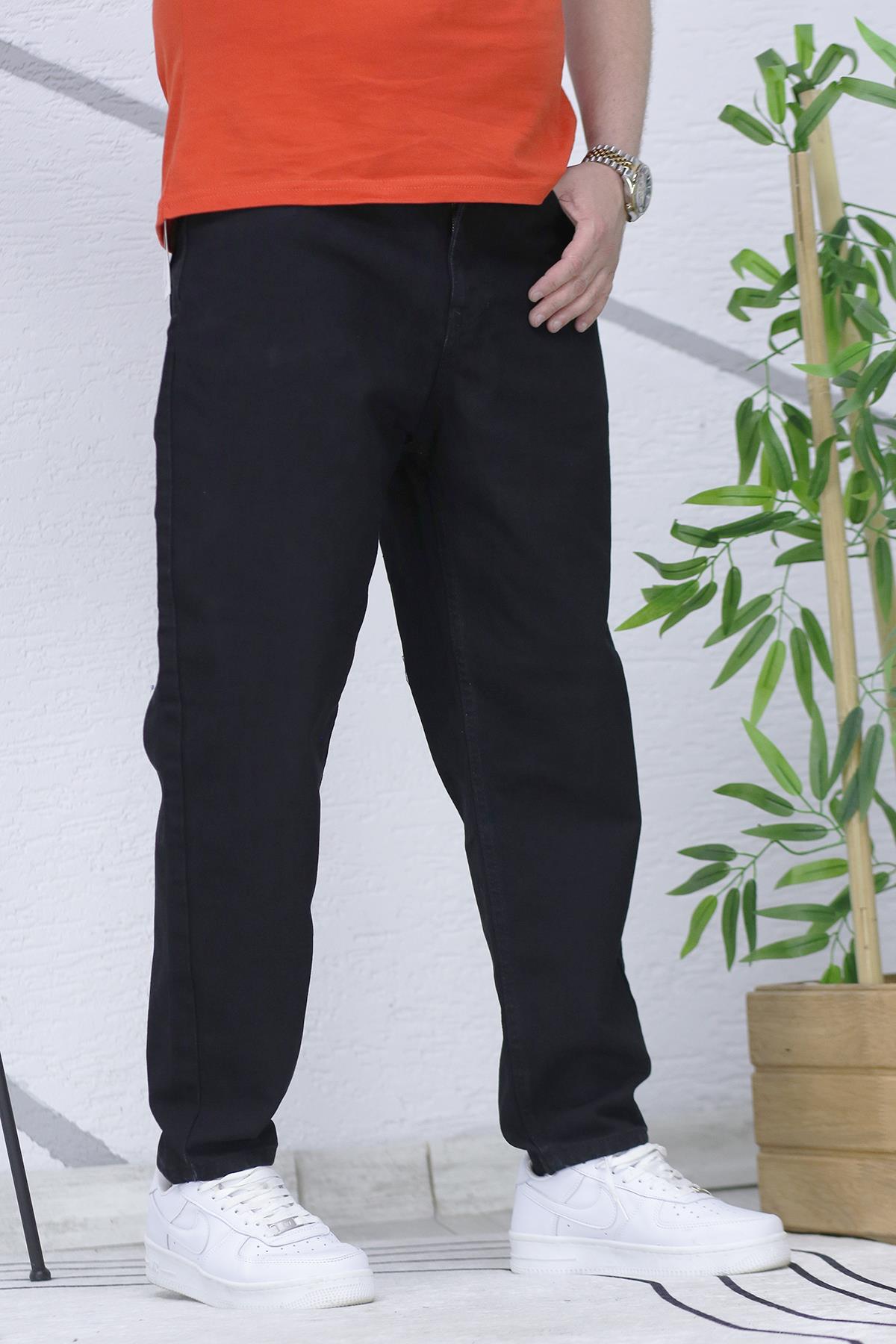 Erkek Yıkamalı Boyfirend Kot Pantolon - Siyah