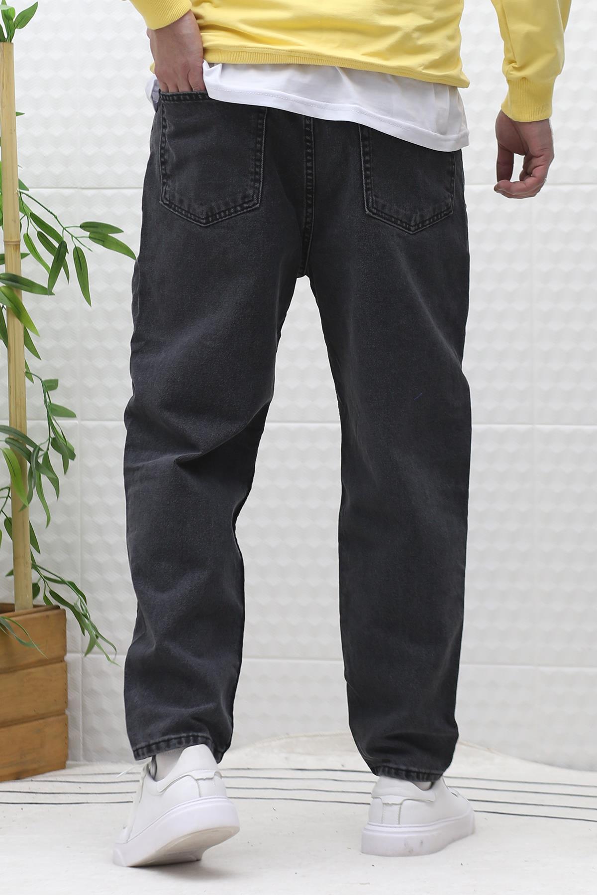 Erkek Yıkamalı Boyfirend Kot Pantolon - Füme