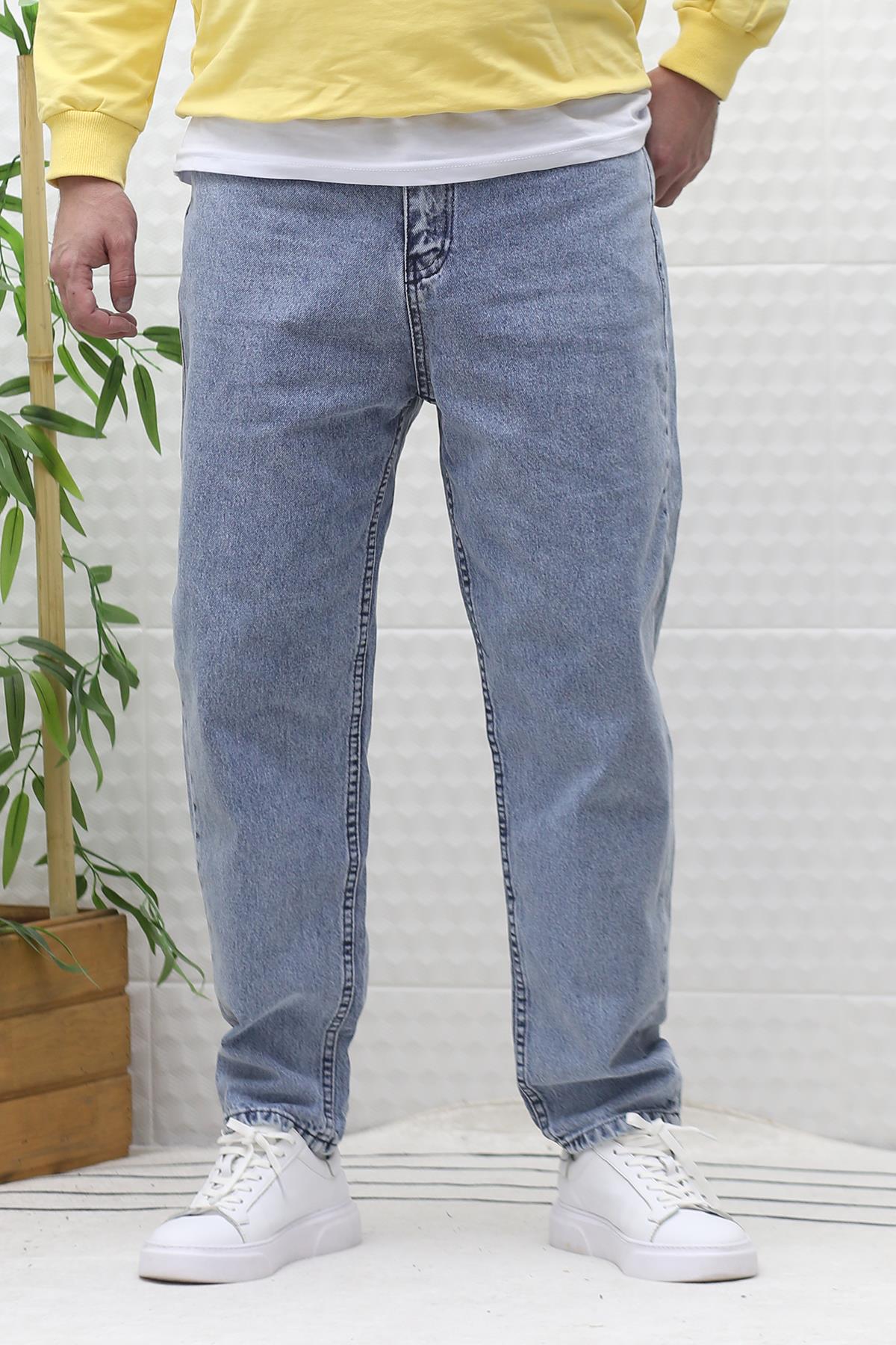 Erkek Yıkamalı Boyfirend Kot Pantolon - Mavi