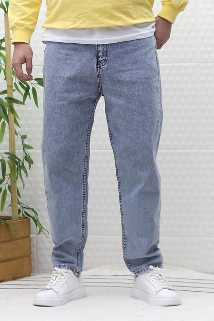 Erkek Yıkamalı Boyfirend Kot Pantolon - Mavi