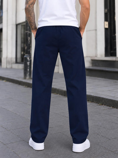 Erkek Yumuşak Dokulu Rahat Kesim Baggy Keten Pantolon Premium Kalite - Lacivert