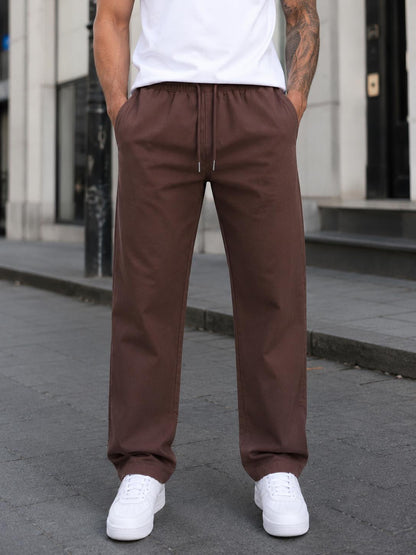 Erkek Yumuşak Dokulu Rahat Kesim Baggy Keten Pantolon Premium Kalite - Kahve