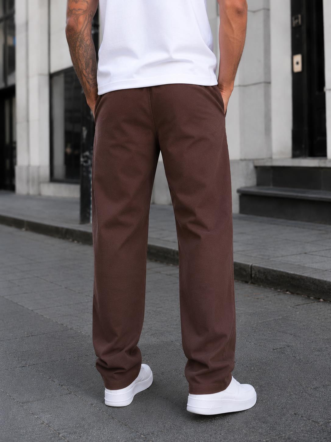 Erkek Yumuşak Dokulu Rahat Kesim Baggy Keten Pantolon Premium Kalite - Kahve