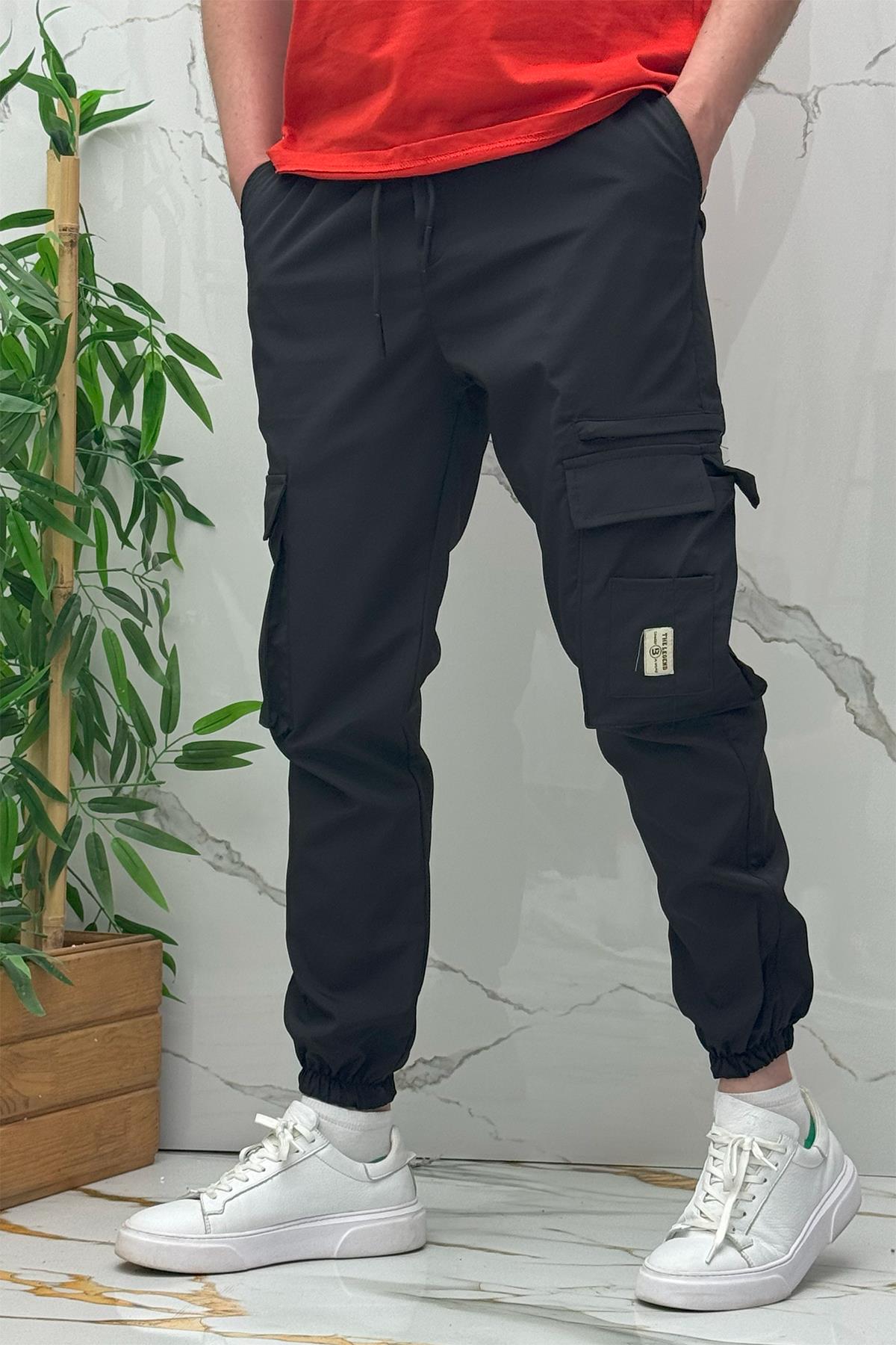Rahat Erkek Kargo Cepli Pantolon (Dar Kalıp) - Siyah