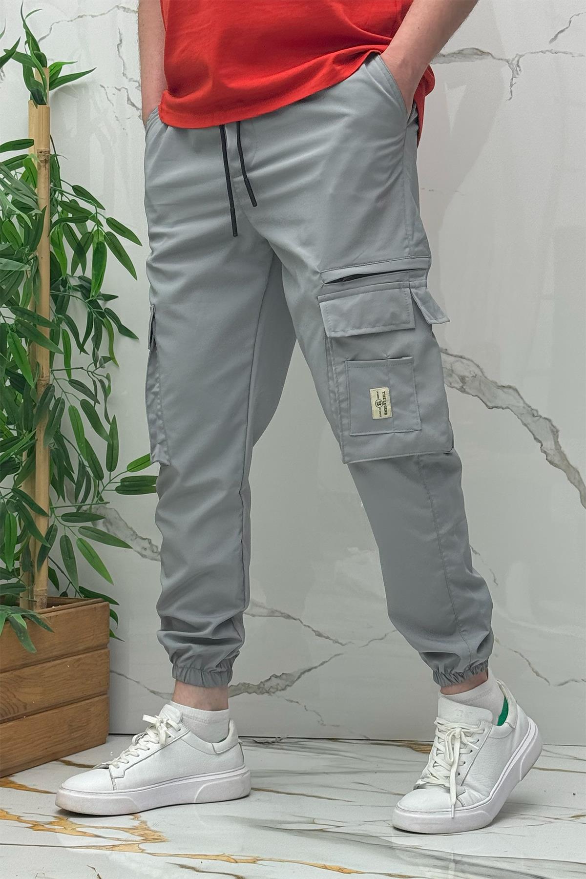Rahat Erkek Kargo Cepli Pantolon (Dar Kalıp) - Gri