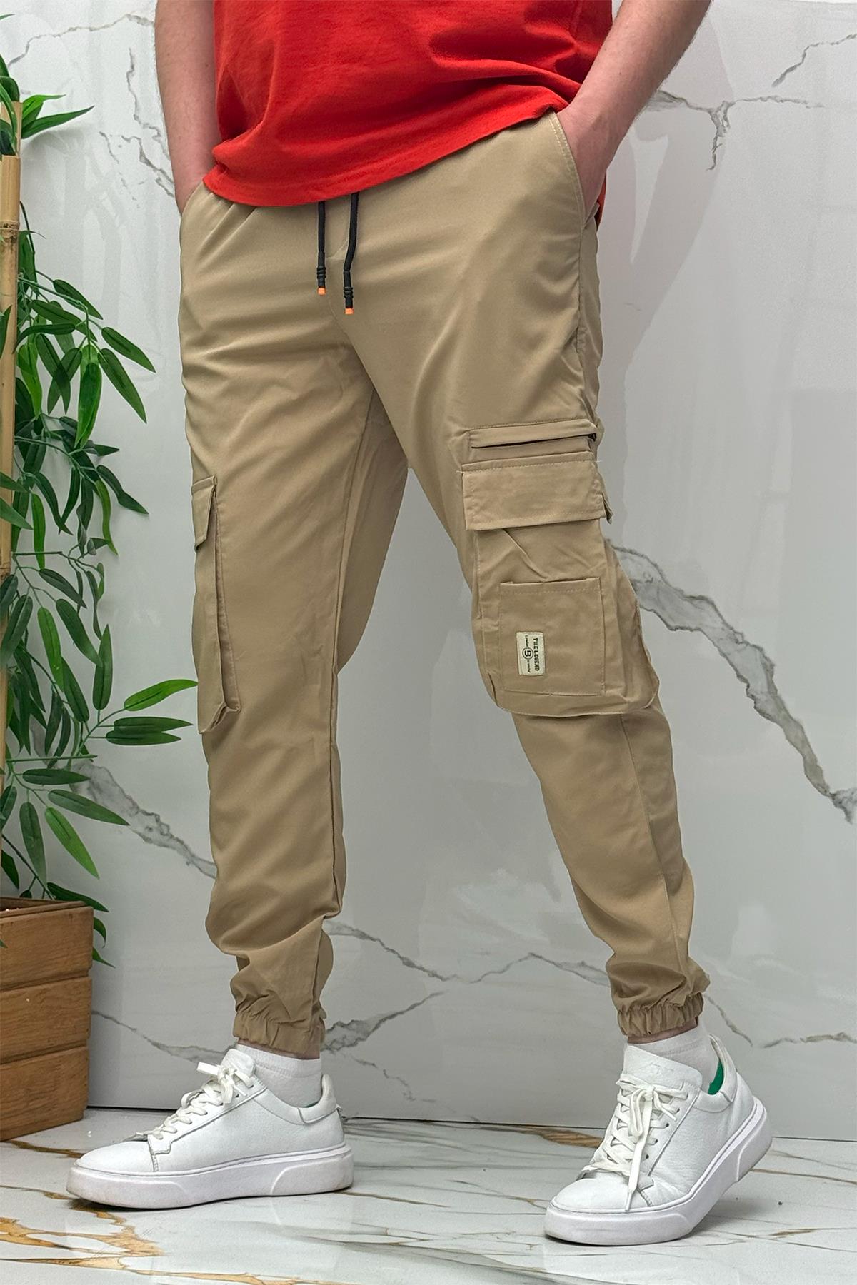 Rahat Erkek Kargo Cepli Pantolon (Dar Kalıp) - Vizon