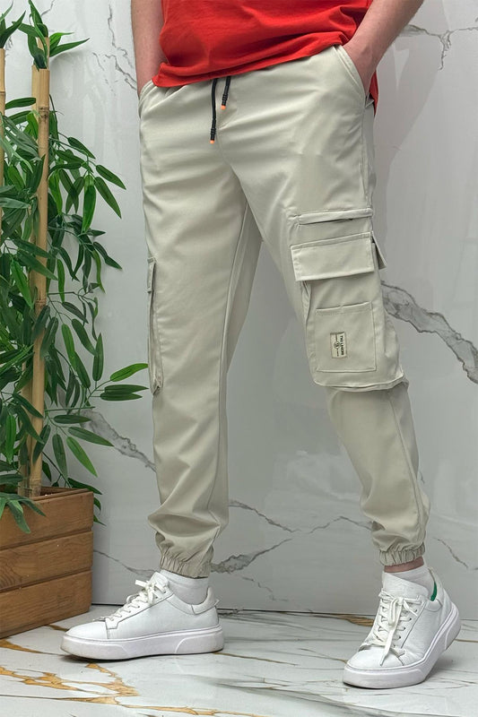 Rahat Erkek Kargo Cepli Pantolon (Dar Kalıp) - Bej