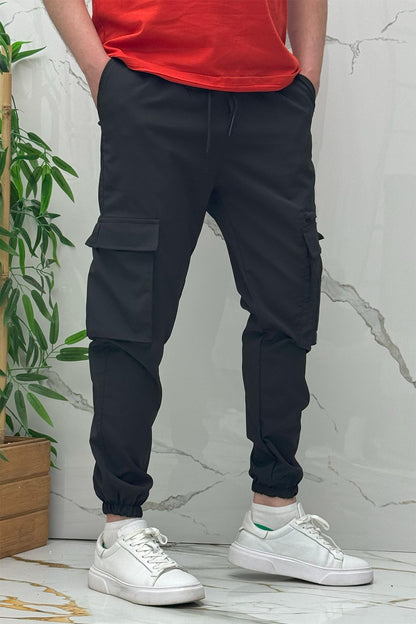 Rahat Erkek Kargo Cepli Pantolon (Dar Kalıp) - Siyah