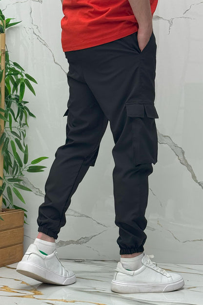 Rahat Erkek Kargo Cepli Pantolon (Dar Kalıp) - Siyah