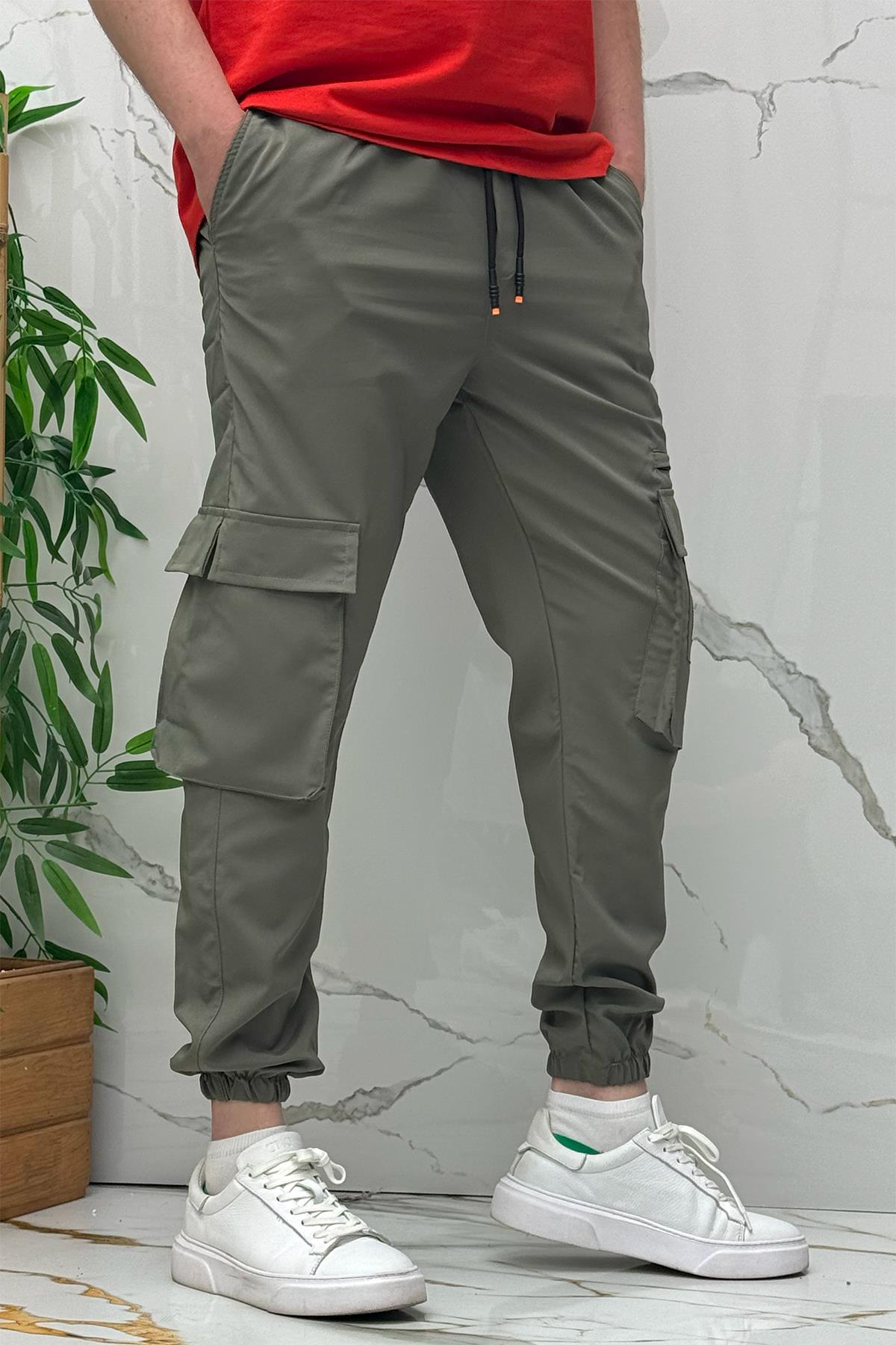 Rahat Erkek Kargo Cepli Pantolon (Dar Kalıp) - Haki Yeşil