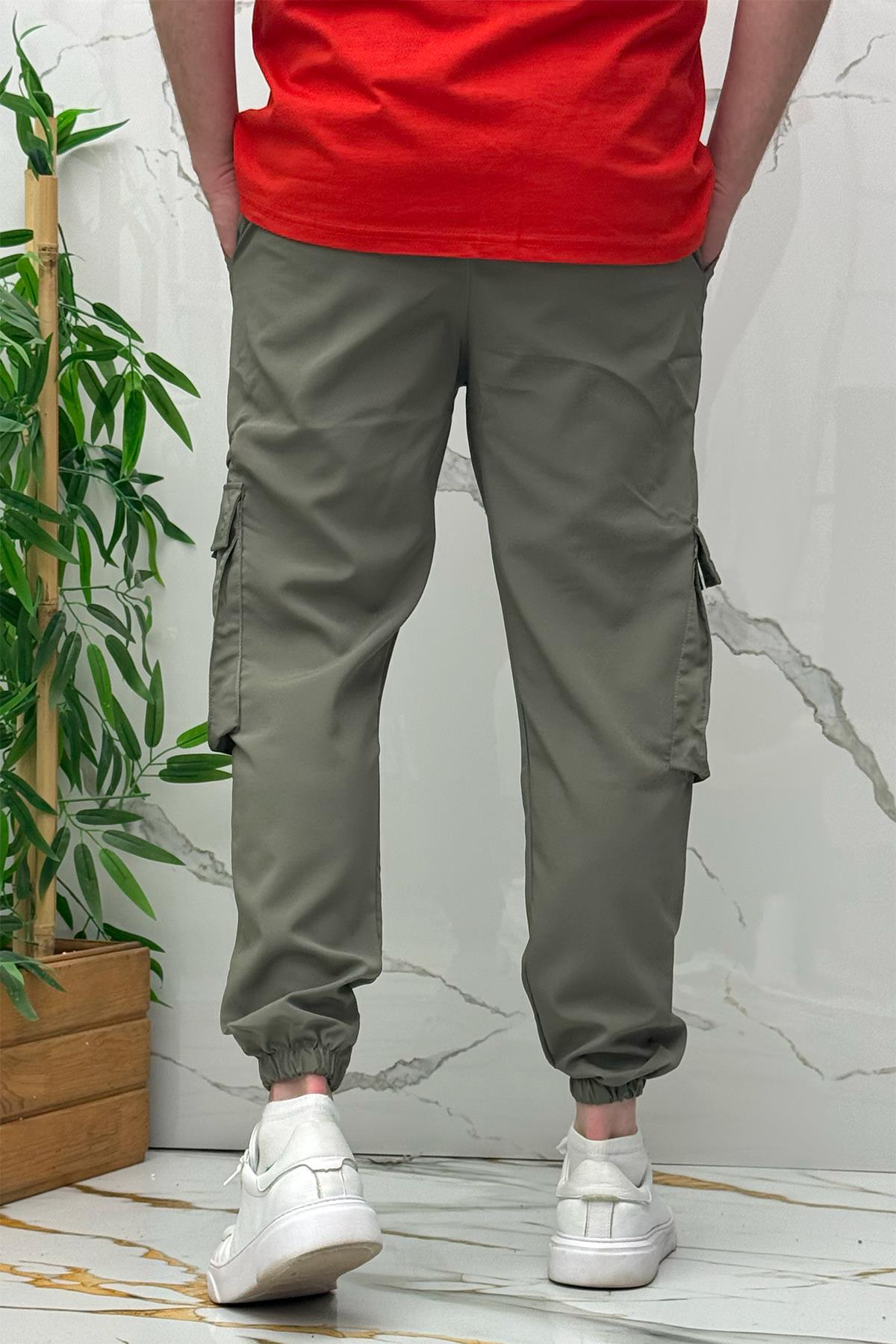 Rahat Erkek Kargo Cepli Pantolon (Dar Kalıp) - Haki Yeşil