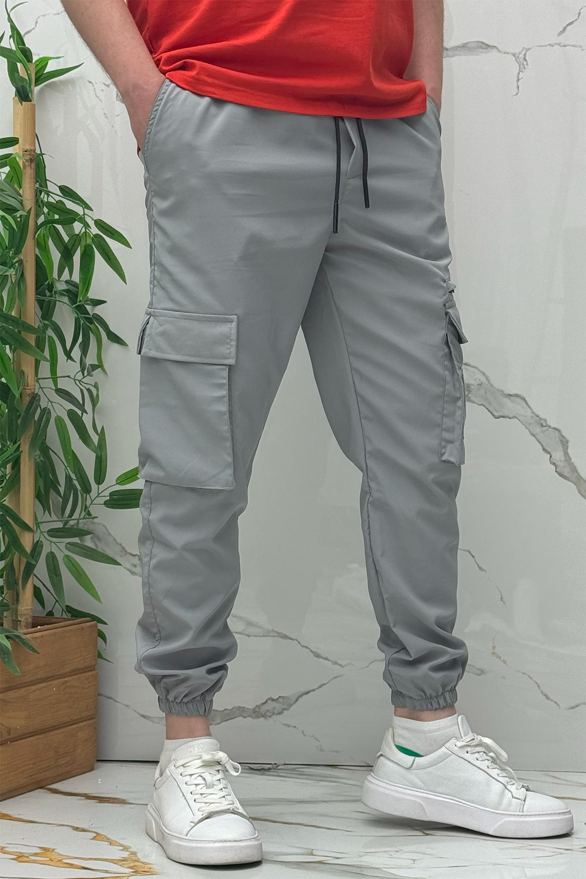 Rahat Erkek Kargo Cepli Pantolon (Dar Kalıp) - Gri