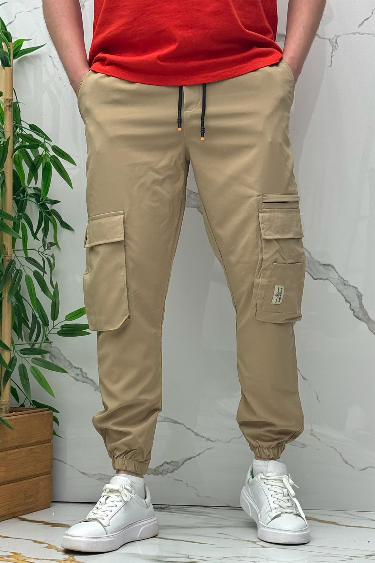 Rahat Erkek Kargo Cepli Pantolon (Dar Kalıp) - Vizon