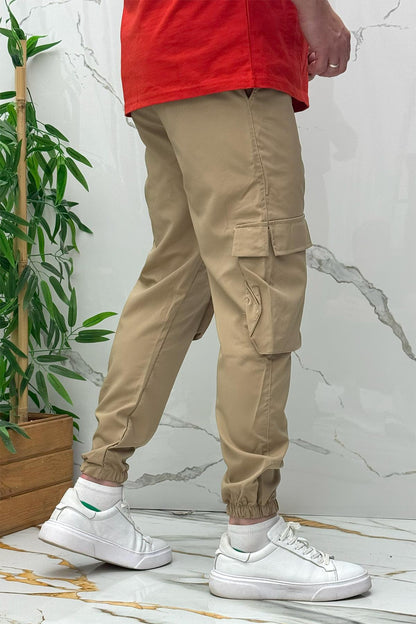 Rahat Erkek Kargo Cepli Pantolon (Dar Kalıp) - Vizon