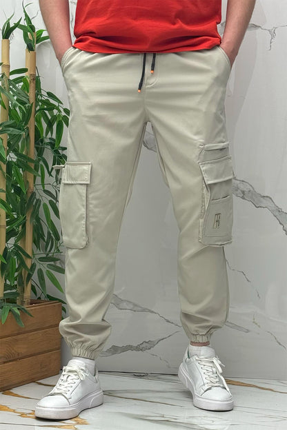 Rahat Erkek Kargo Cepli Pantolon (Dar Kalıp) - Bej