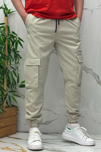 Rahat Erkek Kargo Cepli Pantolon (Dar Kalıp) - Bej