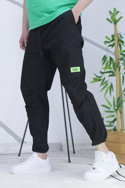 Keten Paçası Lastikli Kargo Pantolon 2 - Siyah